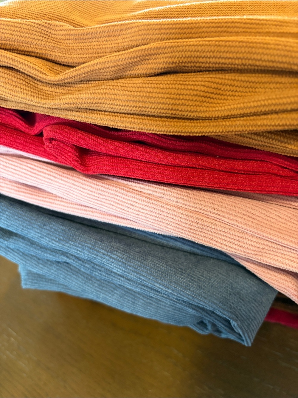 Women’s Corduroy Wide-Leg Pants - Pink, Red, Blue, Tan BUNDLE OF FOUR - Picture 12 of 12